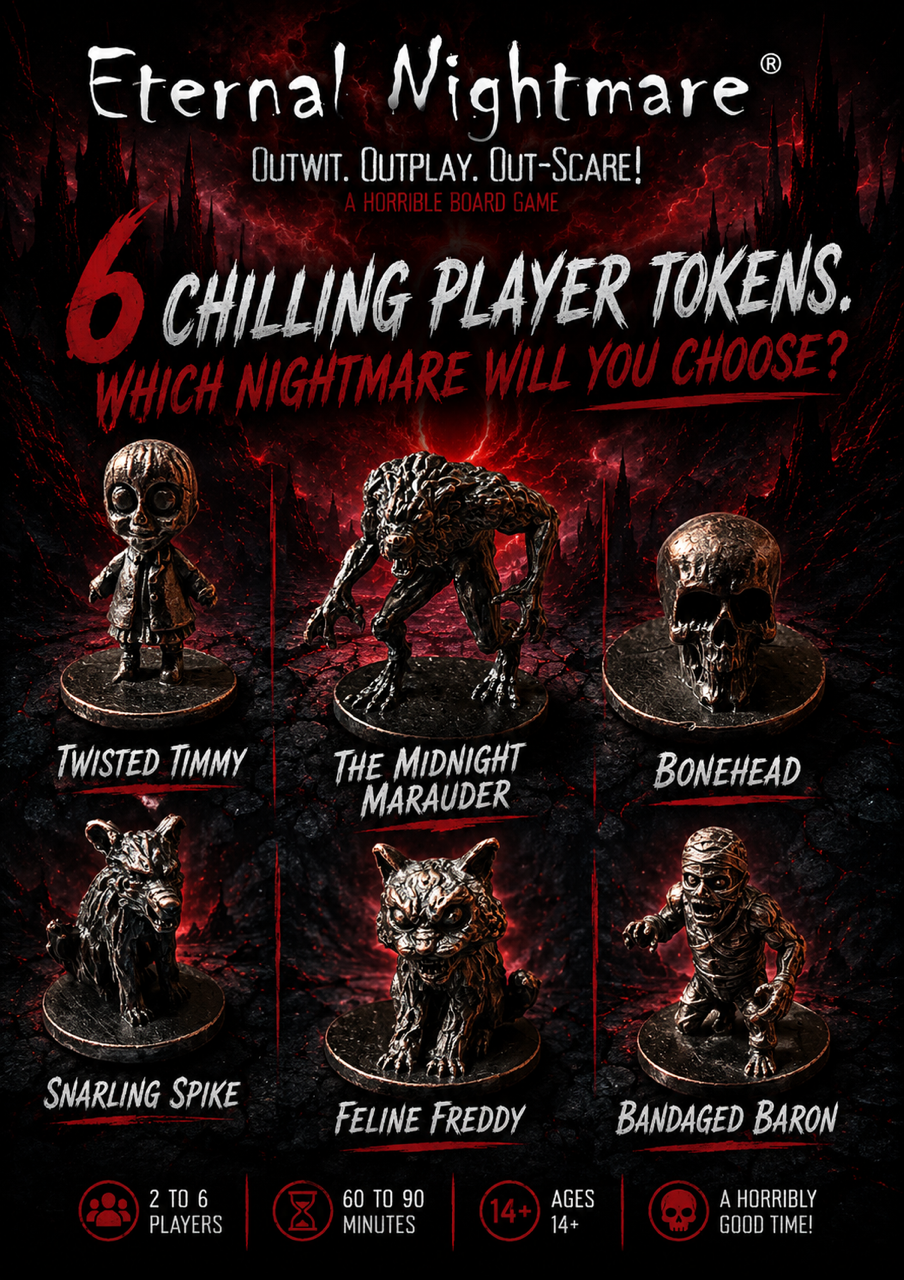Eternal Nightmare, A new horror themed board game for 2-6 players 12+ Includes Base Game and Expansion Pack